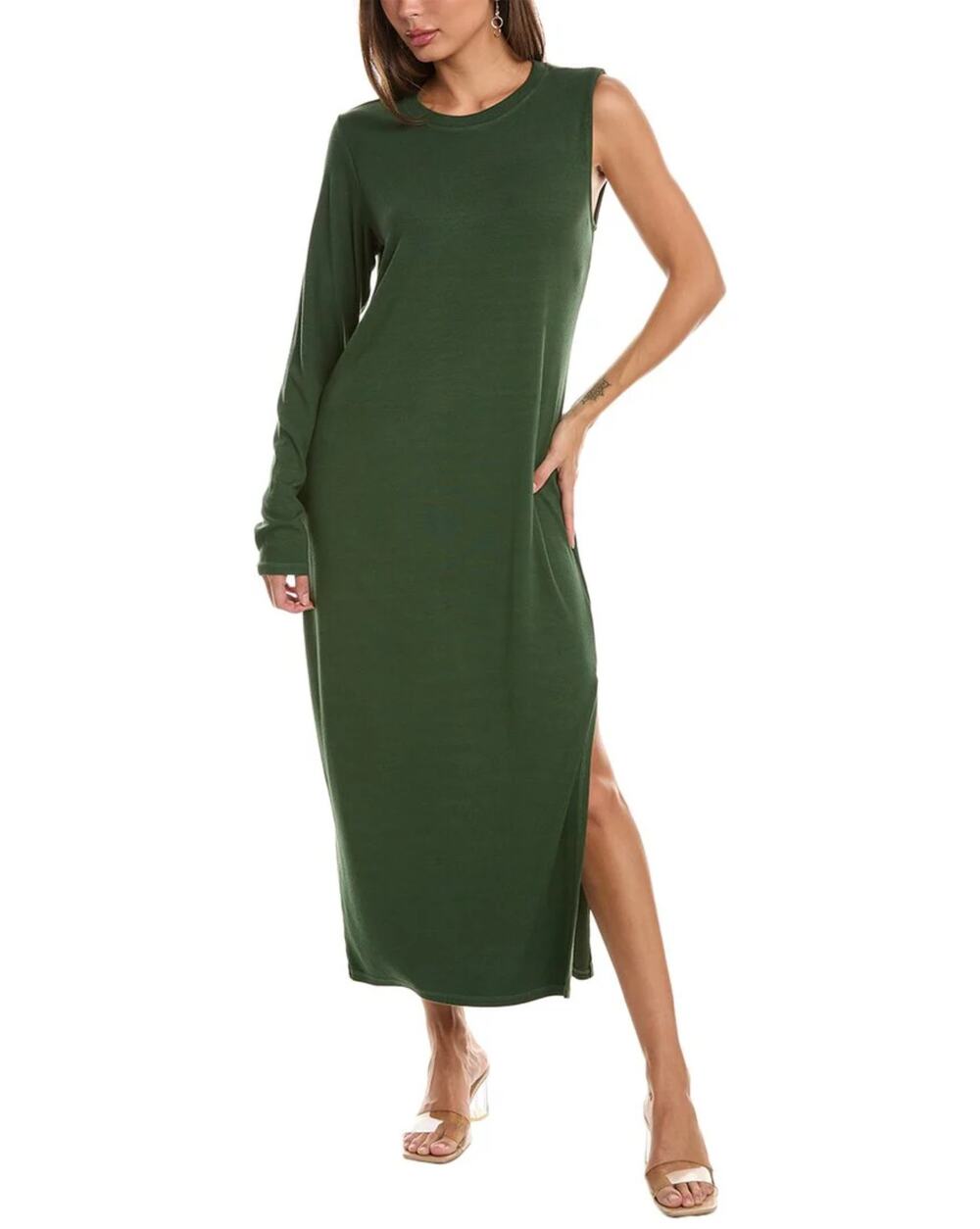 NWT Velvet By Graham & Spencer Trina Single Long Sleeve Green Midi Dress Size M